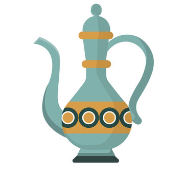 Traditional arabic teapot dallah vector illustration isolated on background