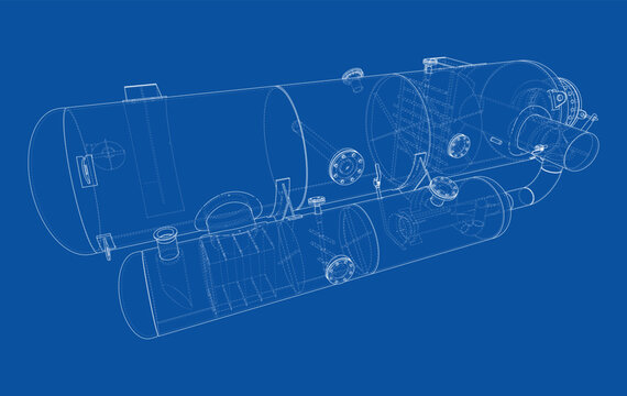 submarine blueprint illustration. Vector