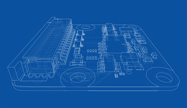 circuit board wireframe illustration. Vector