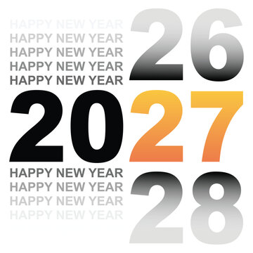 Happy New Year 2027 stacked numbers minimalist card