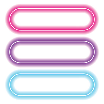 Glowing neon triple bar sign with purple and blue frames