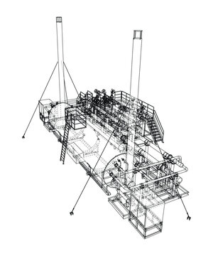 industrial machinery wireframe. Vector