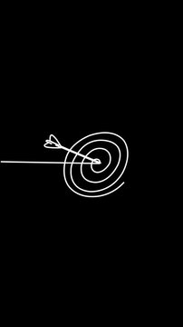 Line arrow continuous art up one drawing target icon. Arrow line continuous finance illustration business growth outline single work circle vector goal process sign doodle around grow.4k video