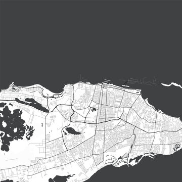 Minimal vector city map of Nassau with streets, districts and road network