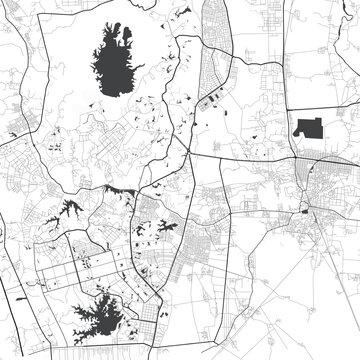 Minimal vector city map of Naypyidaw with streets, districts and road network