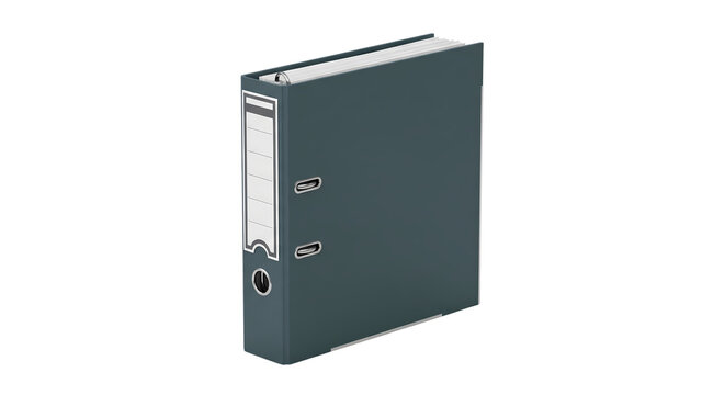 Dark teal blue lever arch file folder isolated on white background