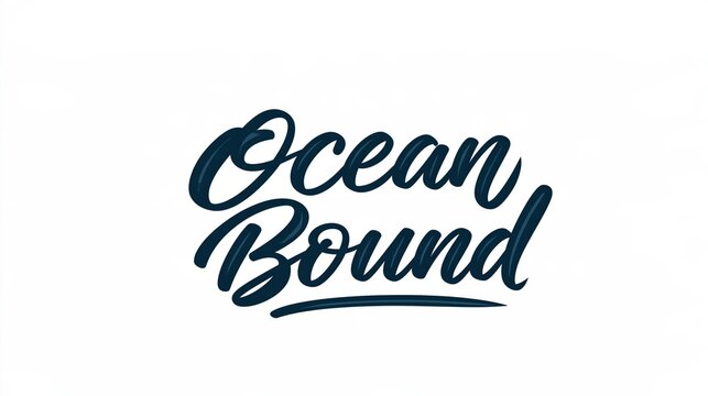 Ocean Bound Hand Drawn Calligraphy Lettering on White Background