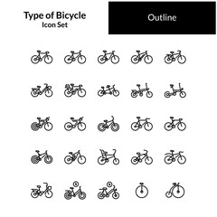 Type of bicycle outline icon set. Type of bike line illustration set. © Izwarm