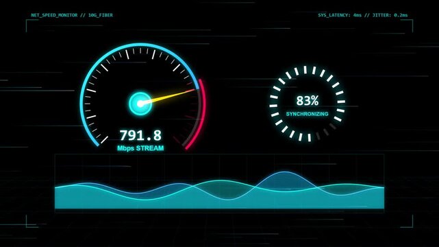 Futuristic Digital Dashboard HUD Interface with Speedometer, Data Analytics and Performance Monitoring