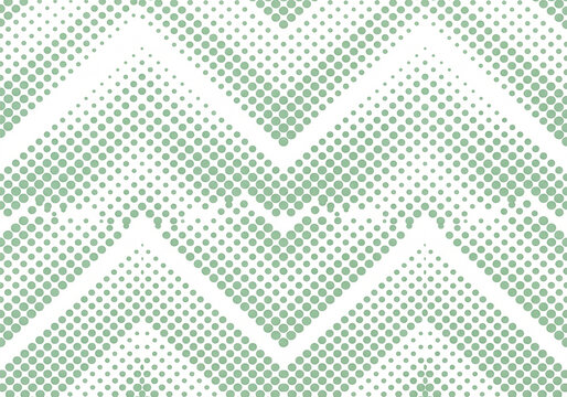Green halftone chevron pattern with gradient dots for modern graphic design background.