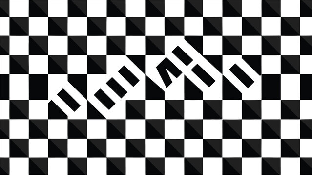 Distorted checkered grid optical illusion black and white pattern with illusion distorted checkered geometric abstract movement psychedelic hallucination perception creative backdrop