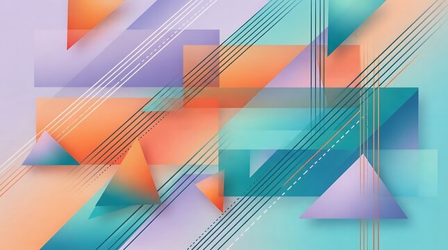 Geometric abstract design with layered gradient shapes and intersecting lines