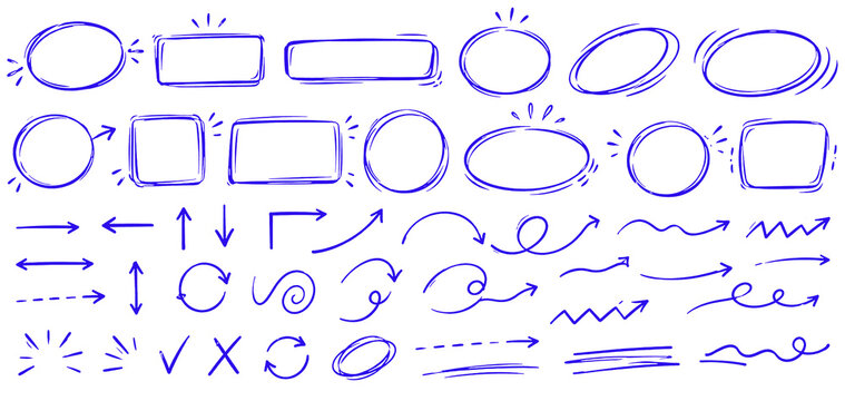 Hand Drawn Doodle Frames, Arrows and Annotation Elements Collection