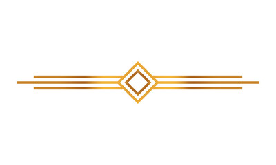 Ornate golden divider with a central diamond shape, featuring parallel lines for decorative segmentation in design projects. © OFFDESIGN