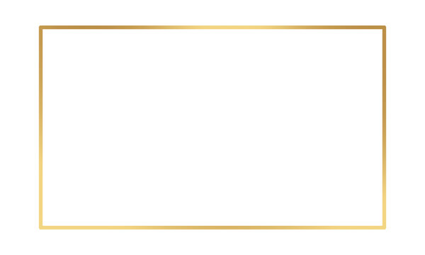Elegant thin gold rectangle border frame, a simple and clean design element for invitations, cards, or decorative purposes.