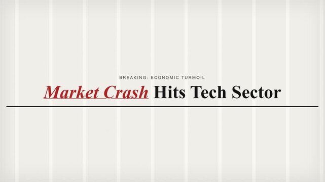 Market Crash News Headlines Kinetic Typography Animation on Paper Texture Background for Financial Crisis Broadcast