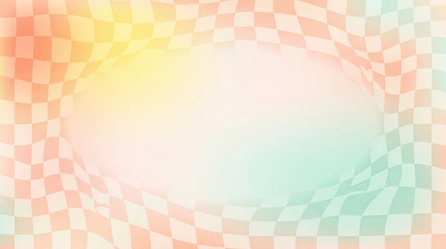 Abstract checkered pattern background with soft pastel gradient and central copy space
