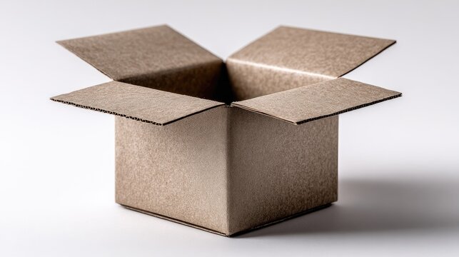Open square cardboard box on white background