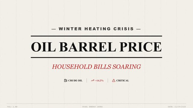 Oil Barrel Price News Headlines Kinetic Typography Animation Displaying Energy Crisis and Fuel Inflation Alert