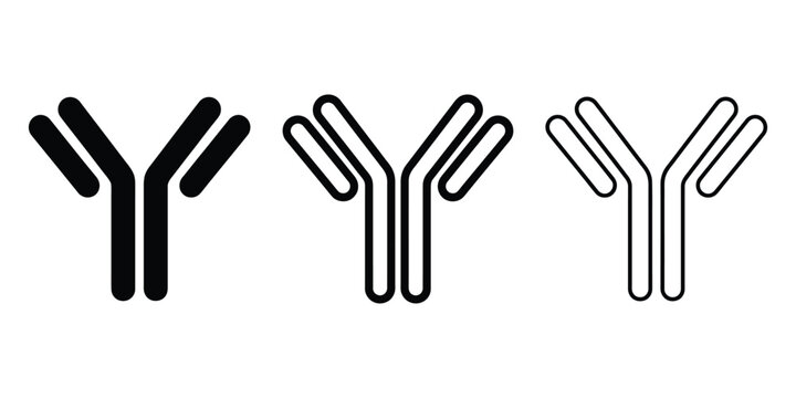 Antibody icon silhouette vector, bold outline and line art isolated illustration