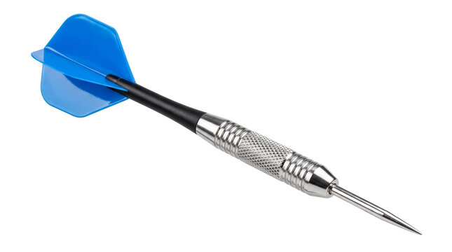 Blue dart arrow isolated on white background professional steel tip dartboard needle for business target concept