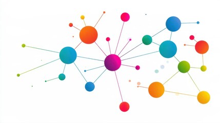 Obraz premium A creative mind map chart clipart, brainstorming process element, colorful connected nodes, flat design, isolated on white background. 