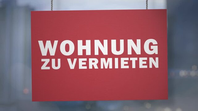 German 'Wohnung Zu Vermieten' Apartment For Rent Sign with Luma Matte