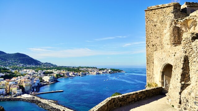 The isalnd of Ischia as seen from Aragonese Castle