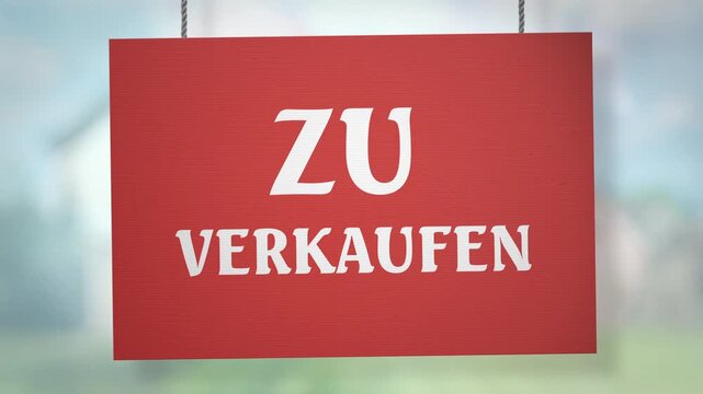 German 'Zu Verkaufen' Hanging Sign Animation with Luma Matte