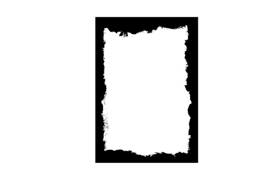 Hand Drawn Grunge Frame, Black Jagged Rectangle Border Sketch, Distressed Rough Edge Line Art Illustration