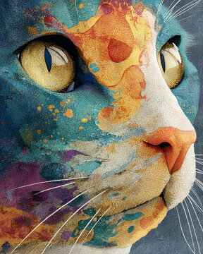 Illustration of cat in psychedelic art