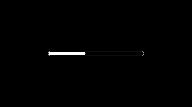 Loading Bar Animation on Black Background. Download Progress, Preloaded Animation Web Design Template.