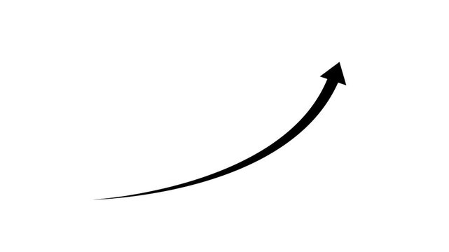 Black color arrow rising transparent channel. Abstract arrow growth chart of economy icon Black color animated down to up arrow animation.