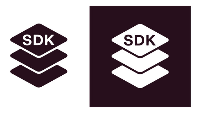SDK Icon, software development kit symbol for application development programming tools API integration developer resources and coding workflows