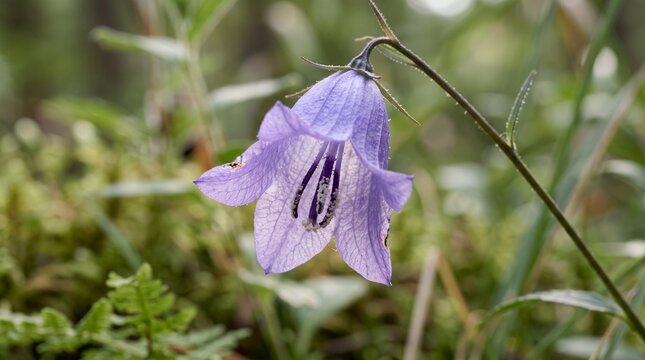 Purple Harebell Campanula Rotundifolia Flower Blooming in Nature