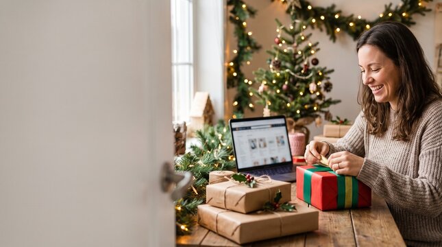 wraps Christmas and New Year's gifts for clients at their homes
