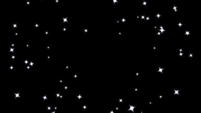 Sparkling star blink animation, glitter shimmer particles, magical twinkle doodle star effects, twinkling magic line twinkle starlight, glitter confetti trail on black screen.4k animison