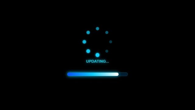 Futuristic Digital Software Update Loading Screen with Blue Progress Bar