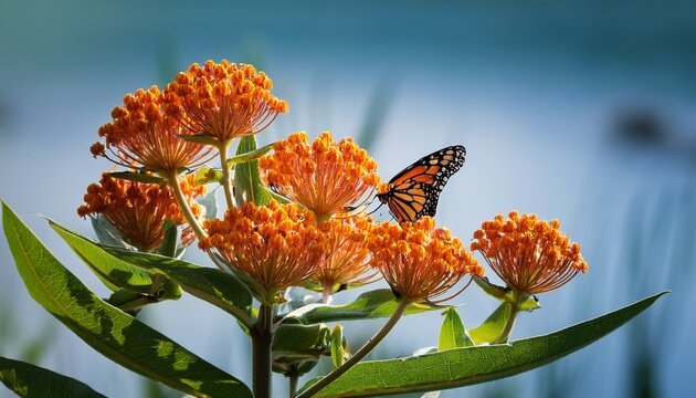 Butterfly Milkweed Asclepias Tuberosa In Bloom