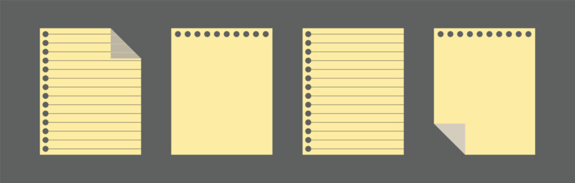 Set of blank paper and sticky notes with adhesive tape. Flat cartoon vector illustration for reminders and office planning. Pink sheets of note papers, sticky notes.