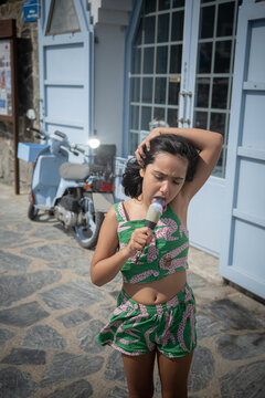 Girl eating ice cream