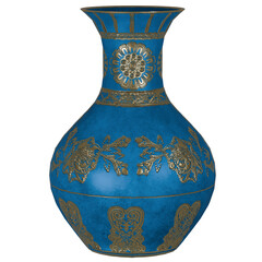 Luxury oriental blue gold decorative vase