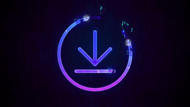 Cyber Download Icon Animation Reveal
A technology downloader icon with electronic texture intro reveal vfx