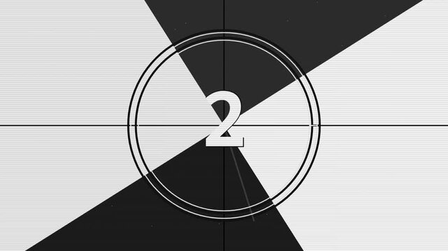 Vintage Black and White Film Leader Countdown Timer Motion Graphic