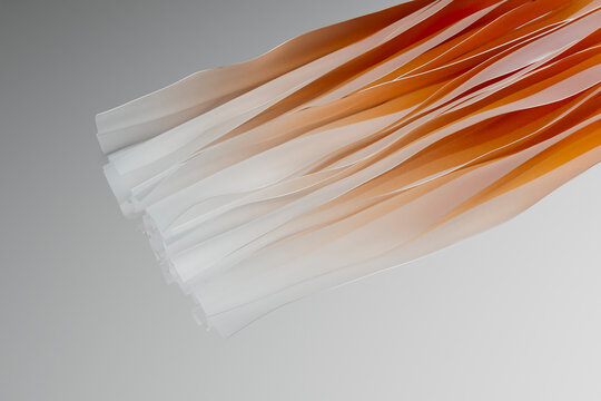 3D Render of Abstract Orange and White Flowing Waves