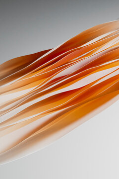 3D Render of Layered Orange and White Abstract Waves