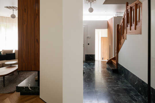 living room and stairwell