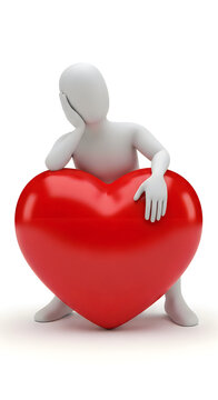 Person sitting on giant red heart
