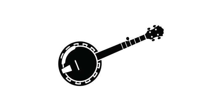 Black silhouette icon of a banjo musical instrument for playing folk or country music.