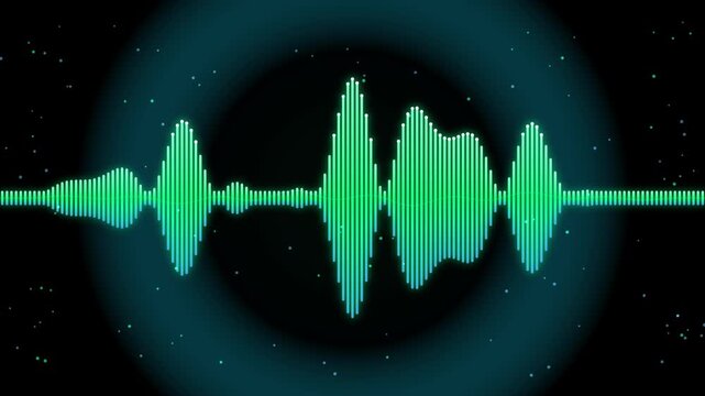 Glowing Green Audio Waveform Equalizer Sound Wave Motion Graphic Loop